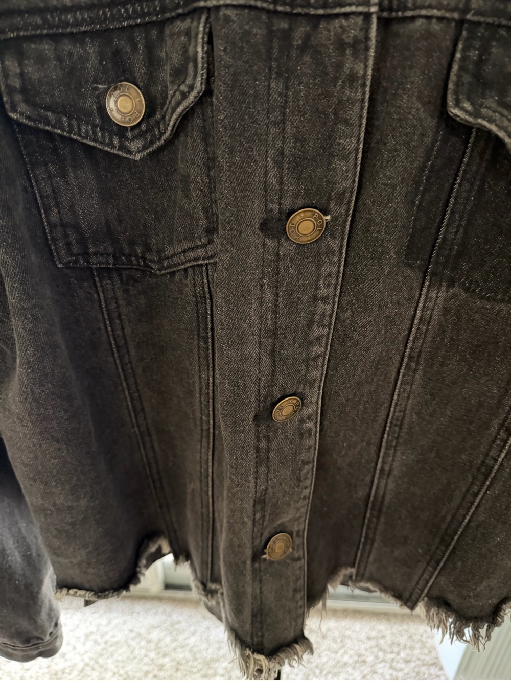 POL vintage Embroidered-Collar Denim Jacket - rose is removable PTP 21”, L 26” c - Picture 5 of 5